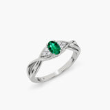 Oval Emerald Ring with Diamonds in Gold