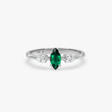 Marquise Emerald Ring in Gold with Diamonds