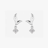 Gold Angel Wing Diamond Dangle Earrings