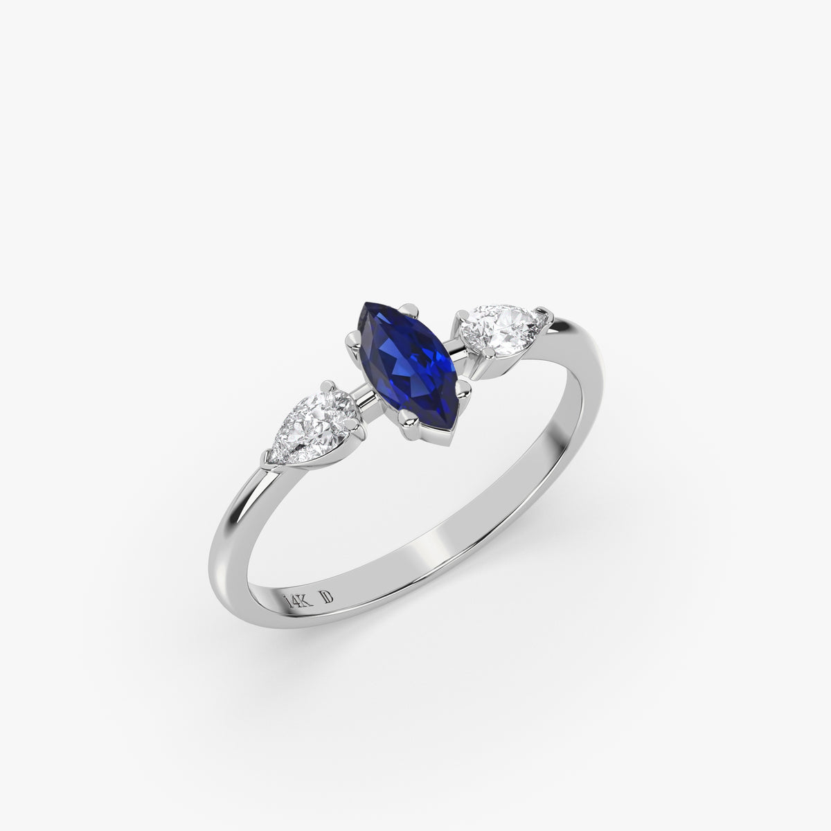 Marquise Sapphire Ring in Gold with Diamonds