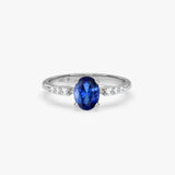 Solid Gold Oval Sapphire Ring with Diamonds