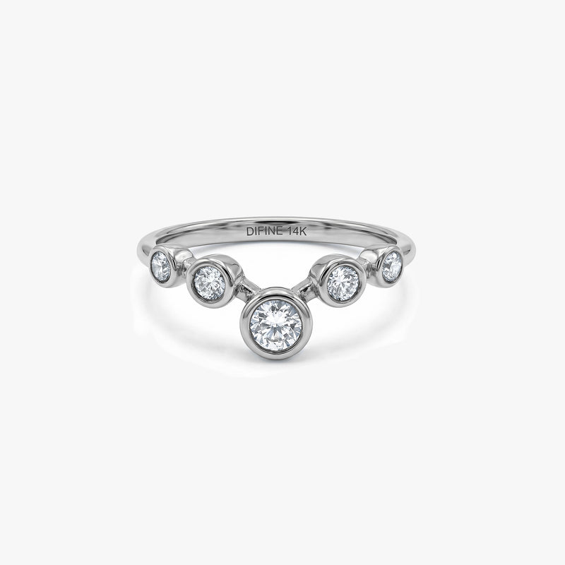 Five Stone Bezel Diamond Ring in Gold