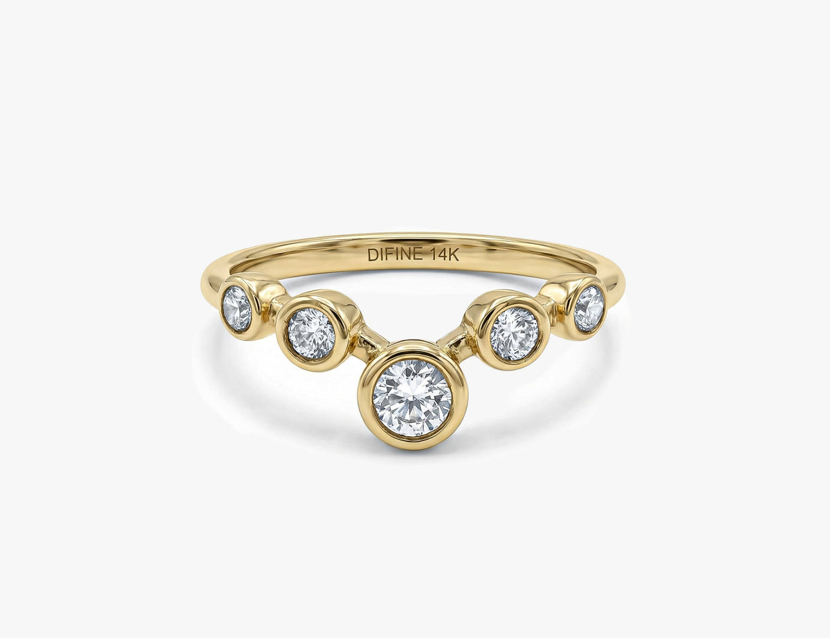 Five Stone Bezel Diamond Ring in Gold