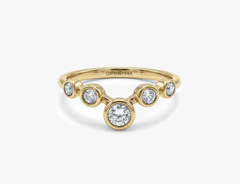 Five Stone Bezel Diamond Ring in Gold