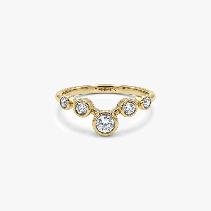 Five Stone Bezel Diamond Ring in Gold