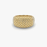 Gold Woven Dome Ring with Lab Grown Diamonds