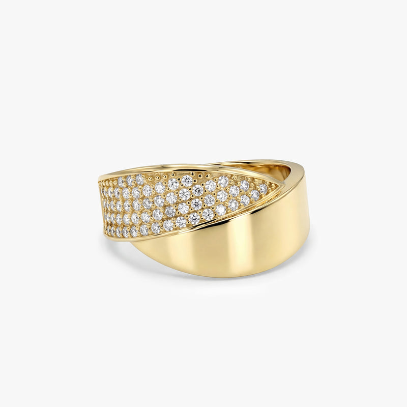 Gold Modern Pavé Ring with Lab Grown Diamonds