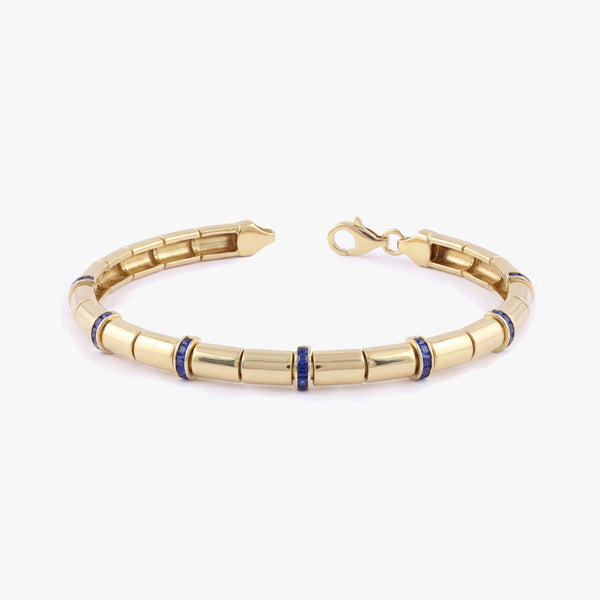 Solid Gold Blue Stone Station Bracelet
