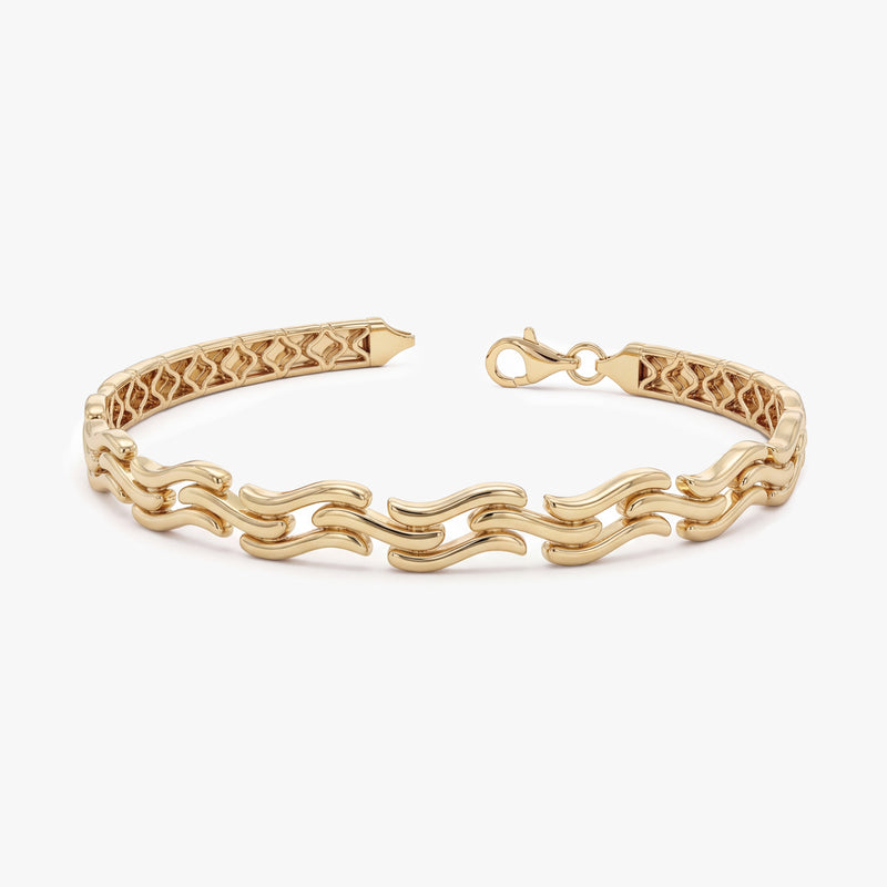 Gold Wave Link Bracelet