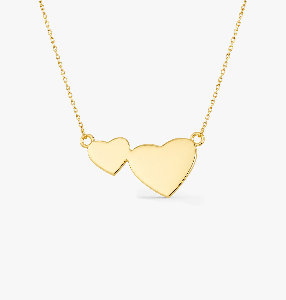 Double Heart Necklace in Gold