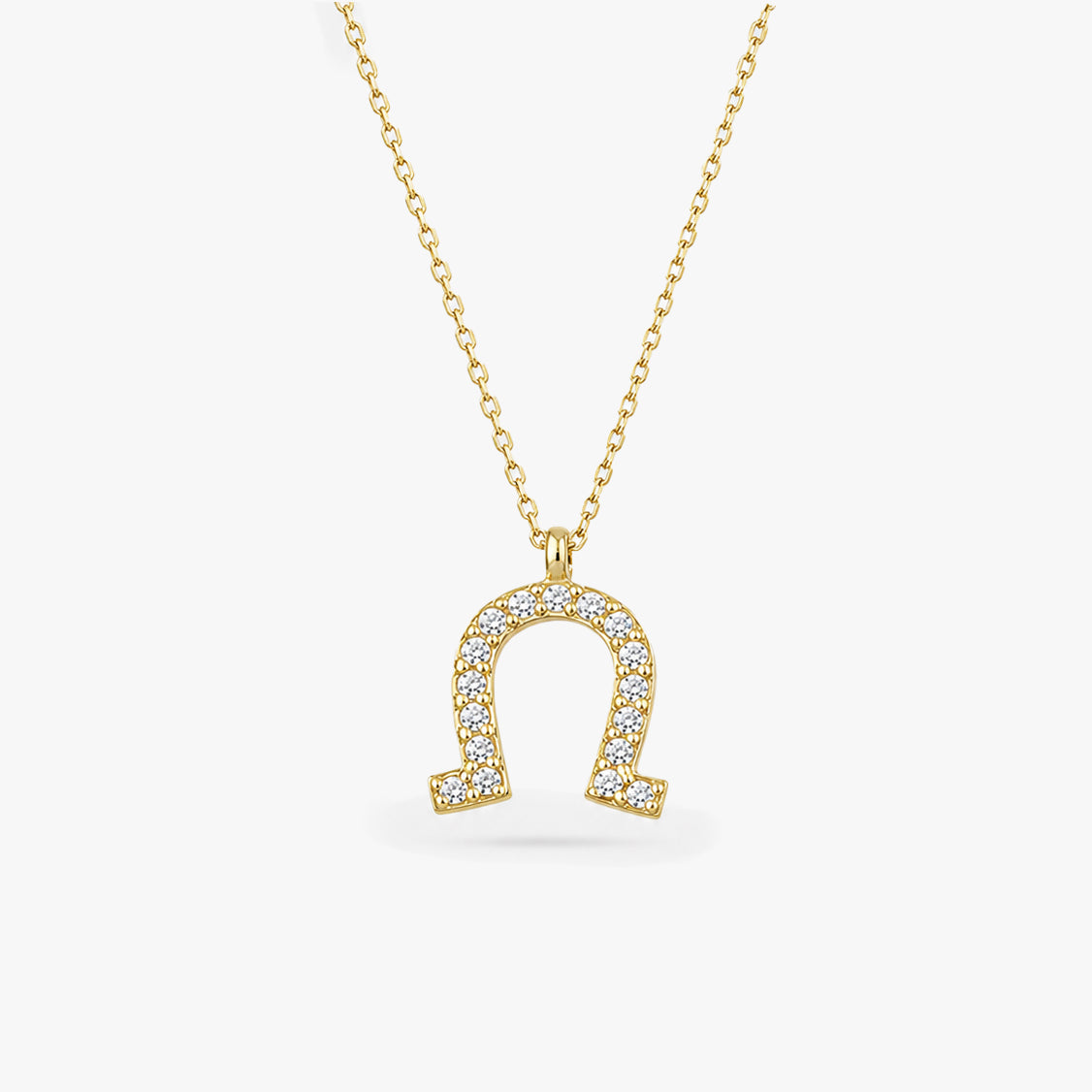 Diamond Horseshoe Necklace in Gold