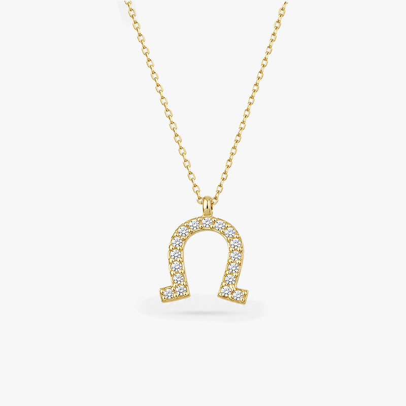 Diamond Horseshoe Necklace in Gold