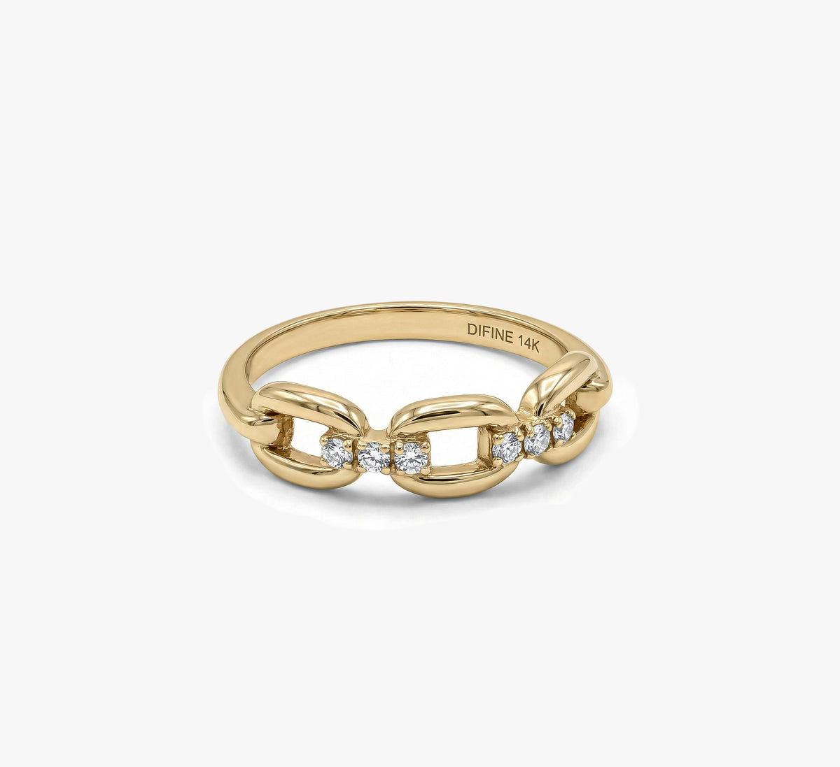 Gold Diamond Chain Ring